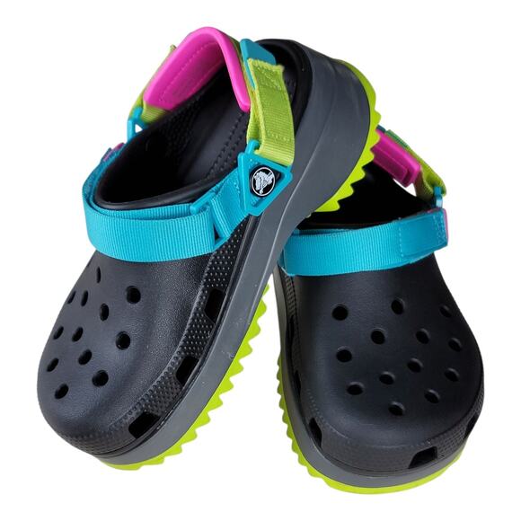 CROCS Women's Sandals in Gray with Pink and Green Highlights - Picture 5 of 9